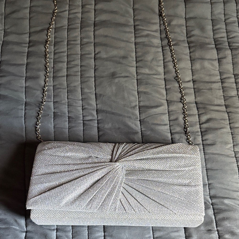 Chic Silver Clutch with Chain Strap